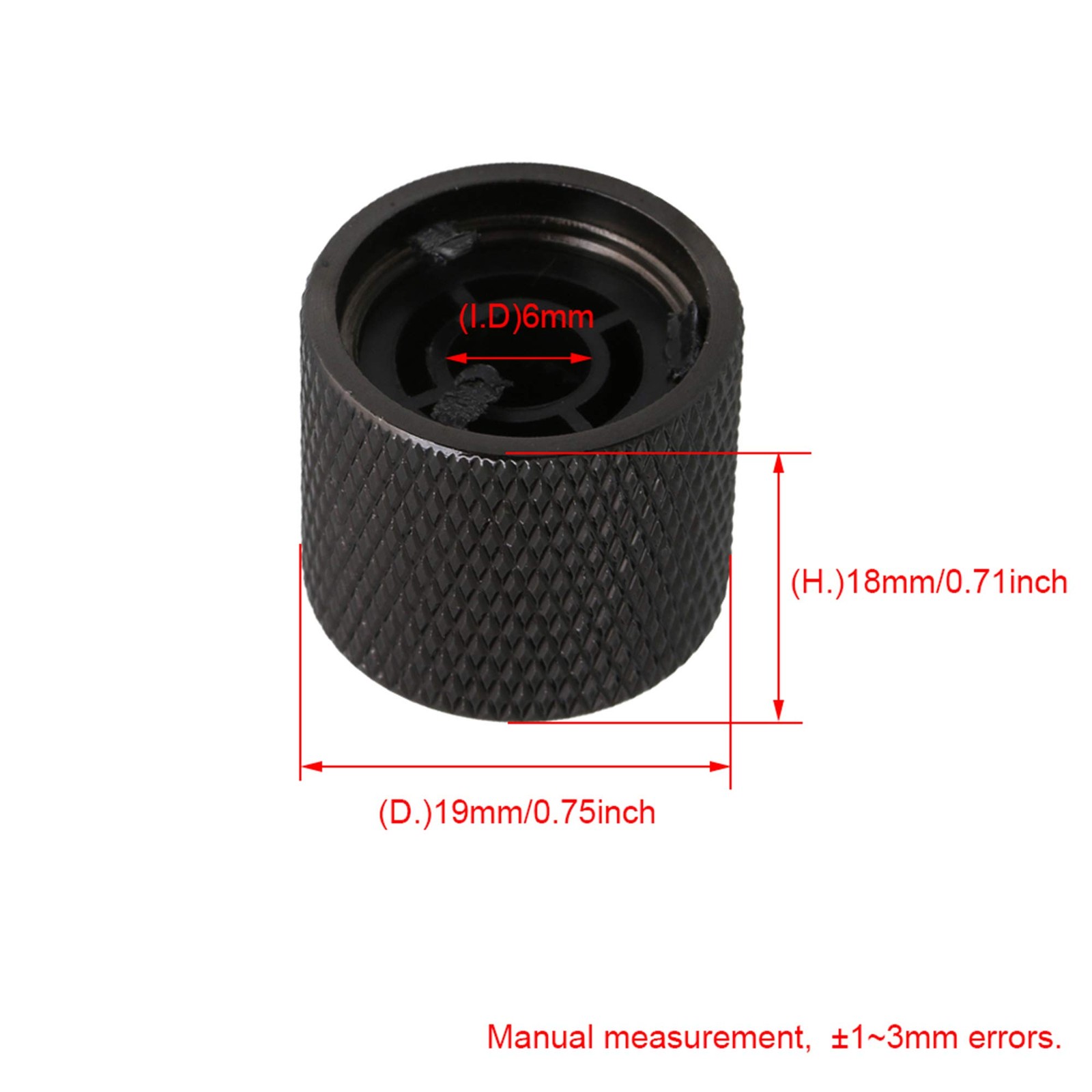 4PCS Black Red Dot Gem Metal Guitar Potentiometer Knobs Control Knurled
