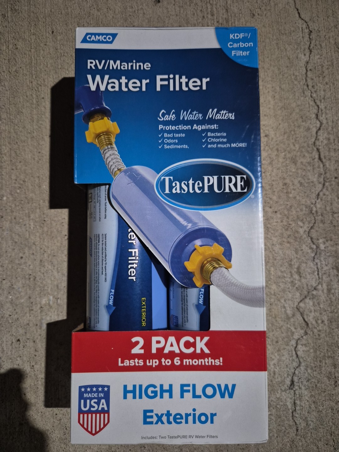 2-Pack Camco 40045 Blue Plastic RV & Marine Water Filter 13.3 H x 2.6 W in.