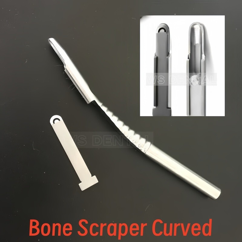 Bone Scraper Harvester Curved With Blade Dental Implant Bone Grafting Collector