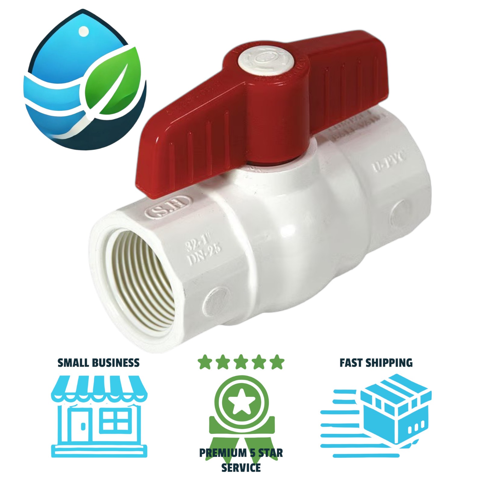 NDS E1320-07 3/4" PVC FPT x FPT Ball Valve 150 PSI Manual Shut-Off 1 Pack