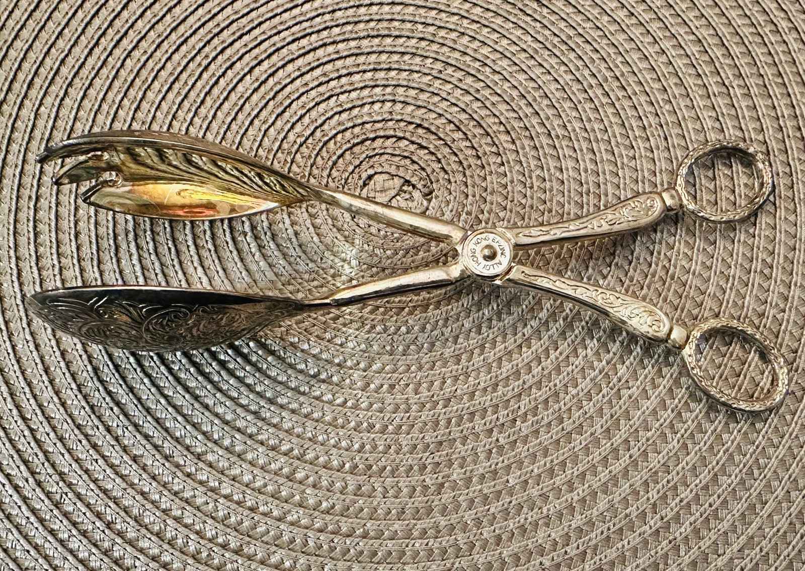 Vintage Silver Plated Salad Tongs / Scissor Tongs - EP Zinc