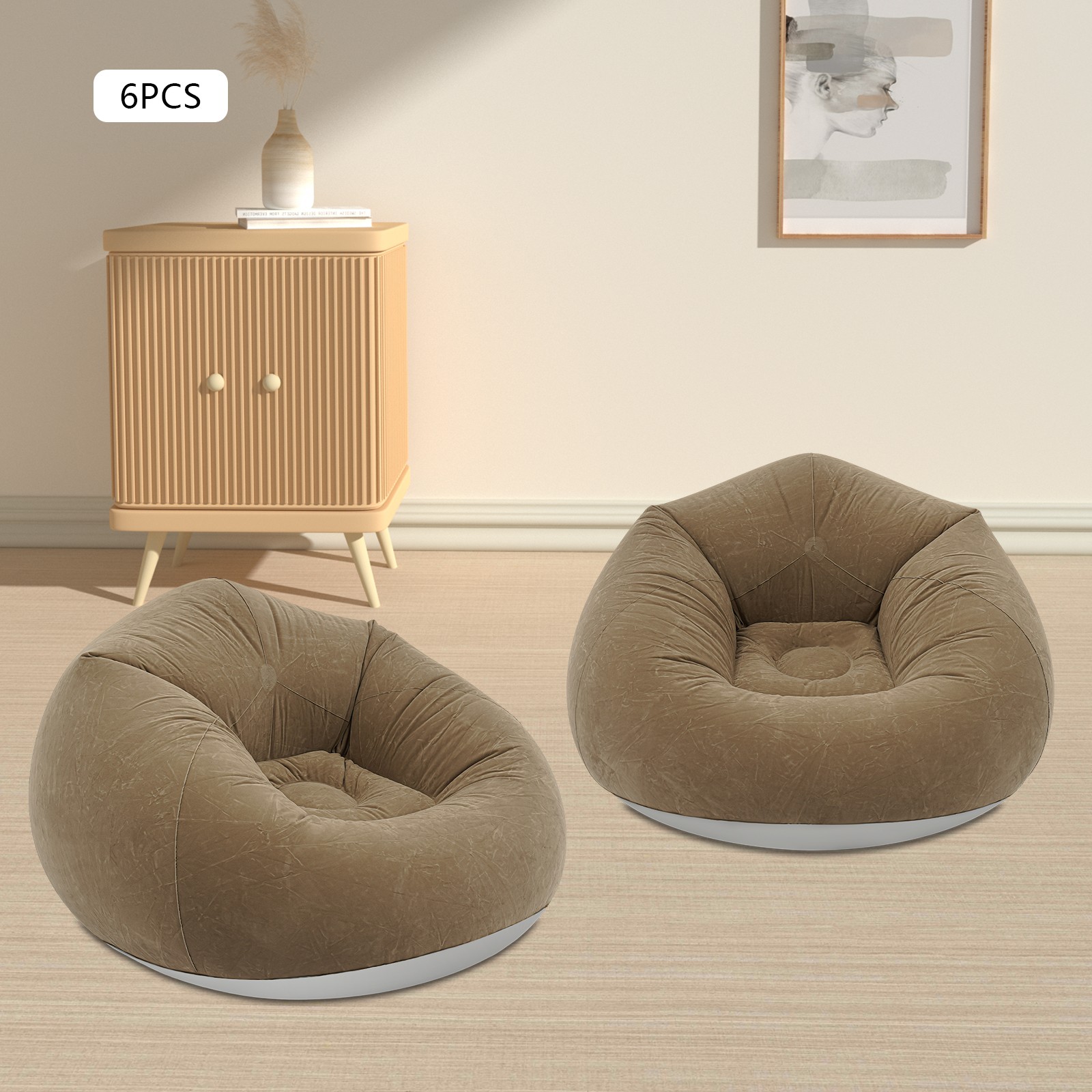 6 Pcs Inflatable Chairs 100*60cm Inflatable Sofa PVC Portable Inflatable Couch