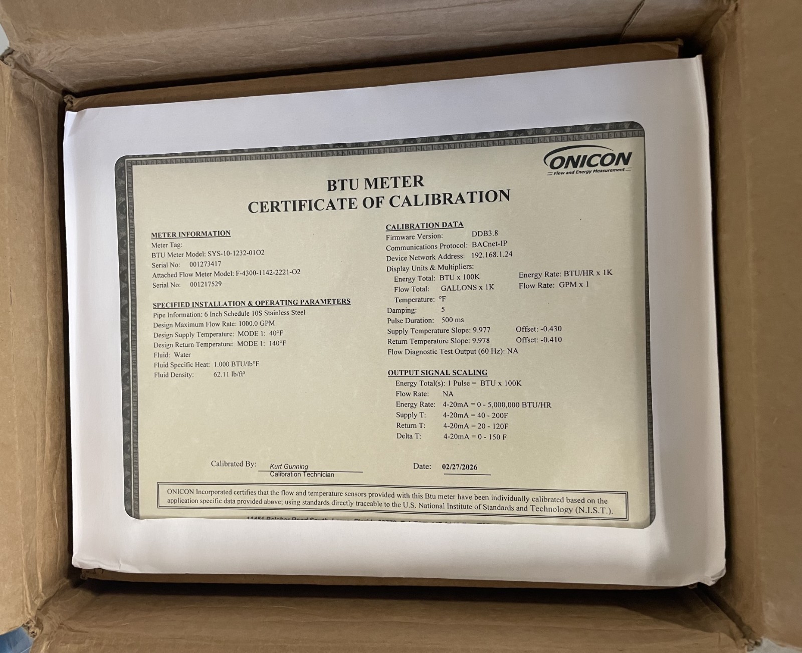 Onicon Model SYSTEM-10 BTU Meter Flowmeter for BACnet, MODBUS