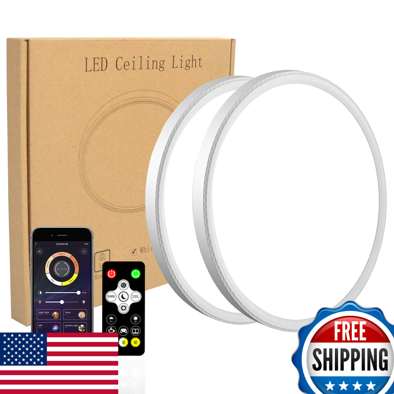 2 Pack Dimmable LED Flush Mount Ceiling Light 12in 28W 3100lm Smart App Control
