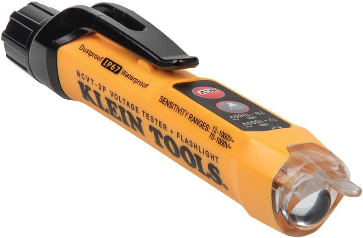 NCVT3P Dual Range Non Contact Voltage Tester, 12 - 1000V AC Pen, Flashlight, ...