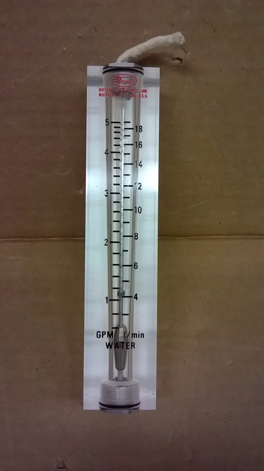 Dwyer Visi-Float VFB-86D-EC-SS Flow Meter 4" Dual Scale .6-5 GPM & 5-18 L/min