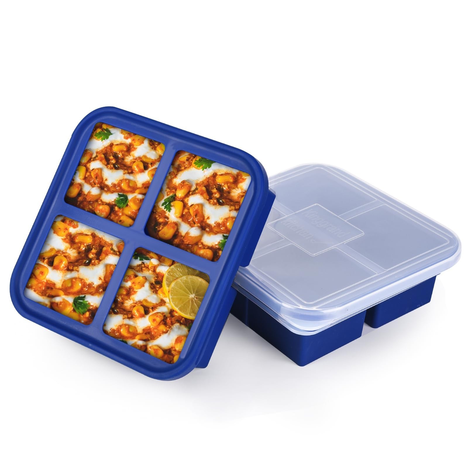 1 Cup Silicone Freezer Molds 2 Pack Silicone Freezer Tray with Lid Make 8 Per...