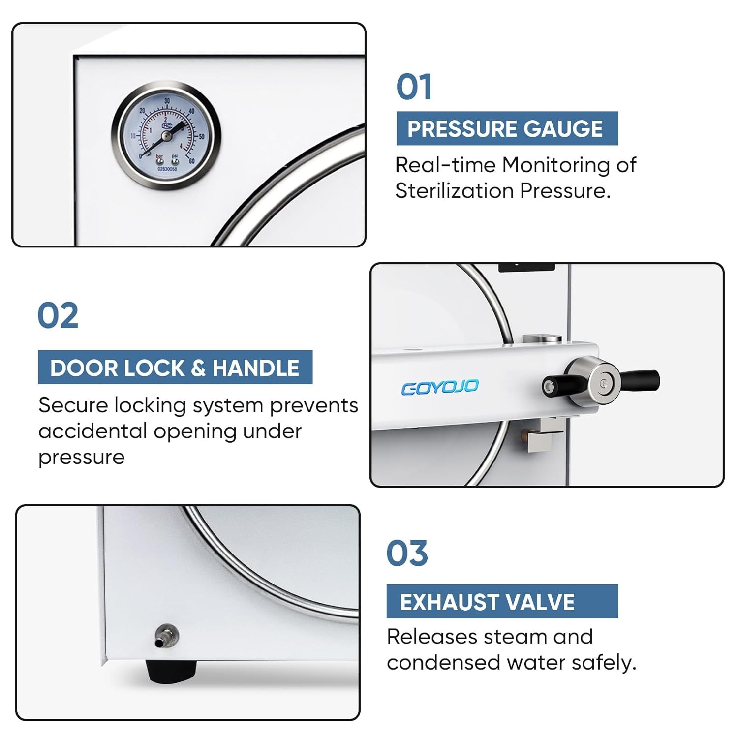 GOYOJO 18L Autoclave Sterilizer Tabletop Class-N High Pressure Steam Machine US