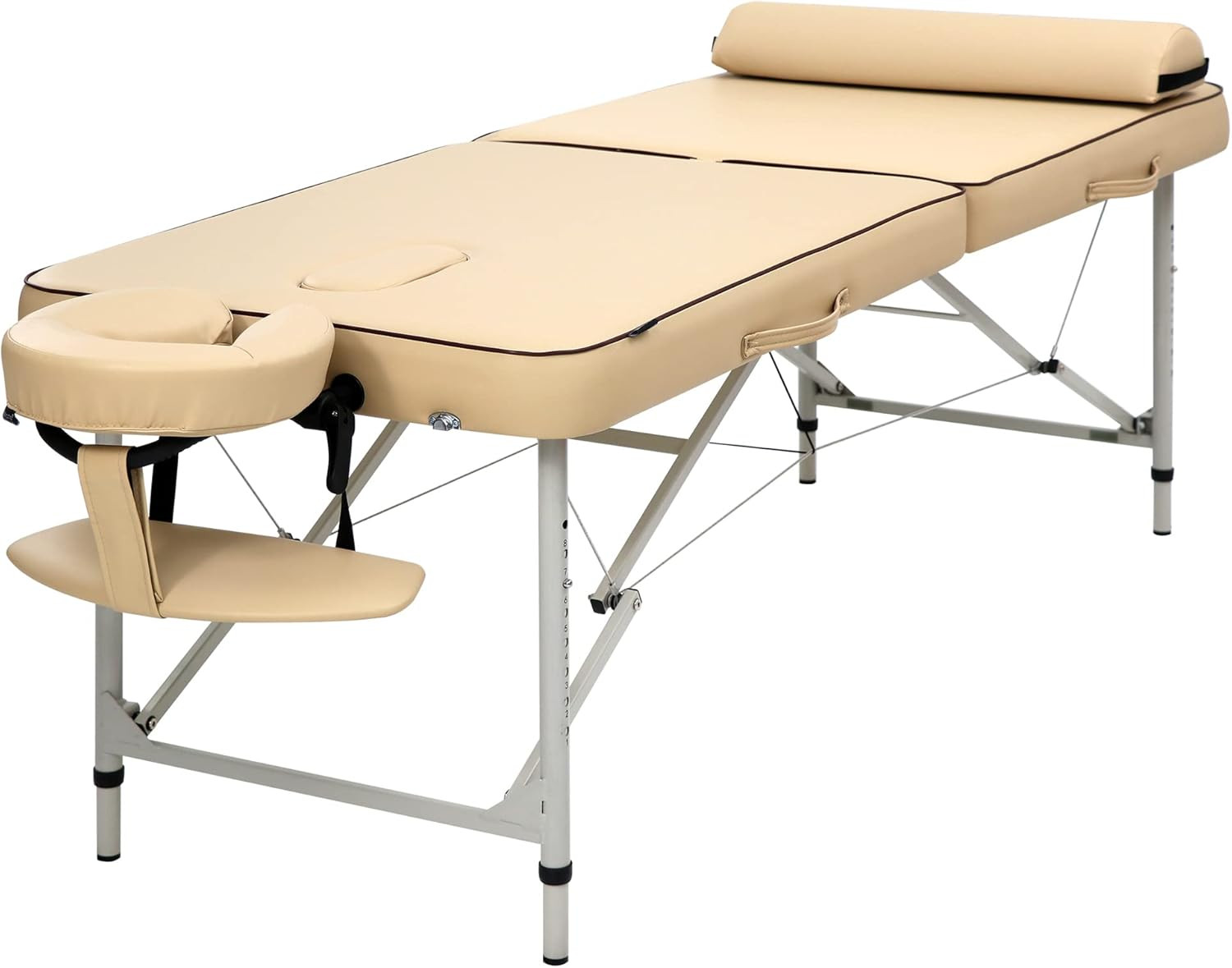 Lightweight 28” Breeze Portable Massage Table with Adjustable Height & Cream Uph