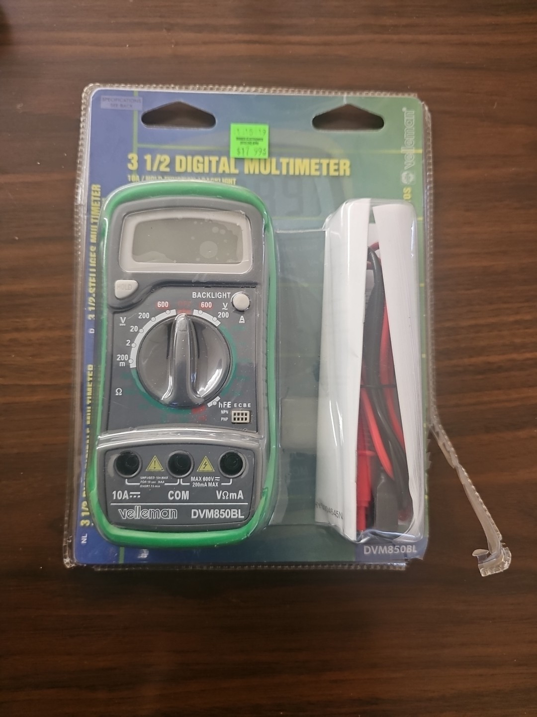 NEW Velleman 3 1/2 LCD Digital Multimeter DVM850BL 10A Hold Function Backlight
