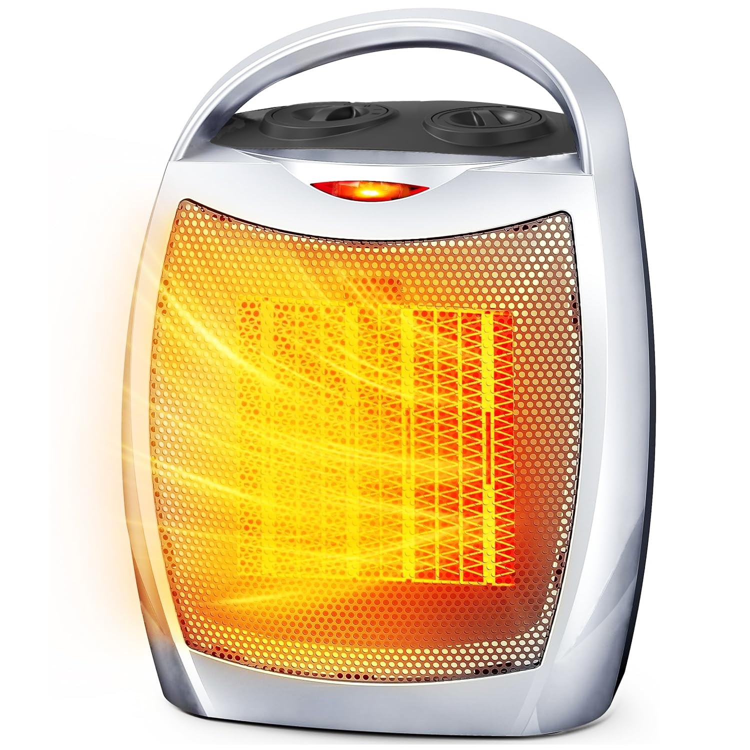 Electactic Portable Ceramic Space Heater 6.85”L x 5.47W” x 9.65”H, Silver
