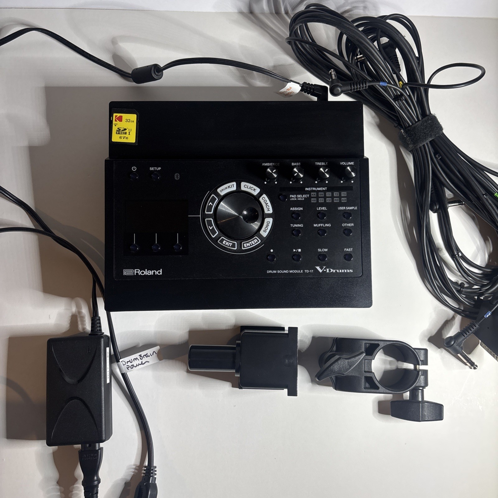 Roland TD-17 V-Drums Electronic Drum Module W/extra Kits, Harness, Power, Clamp