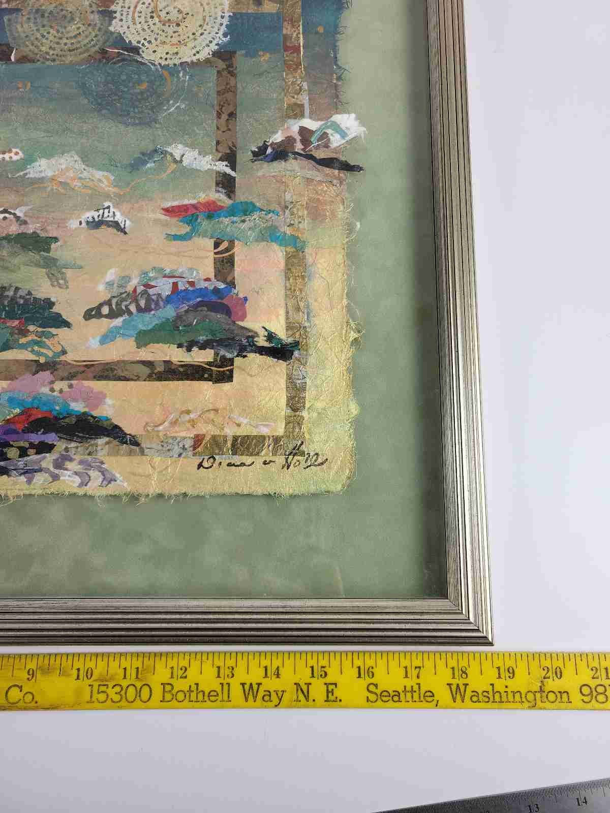 Diana Van Hall Signed Original Mixed Media Collage Textile Abstract Art