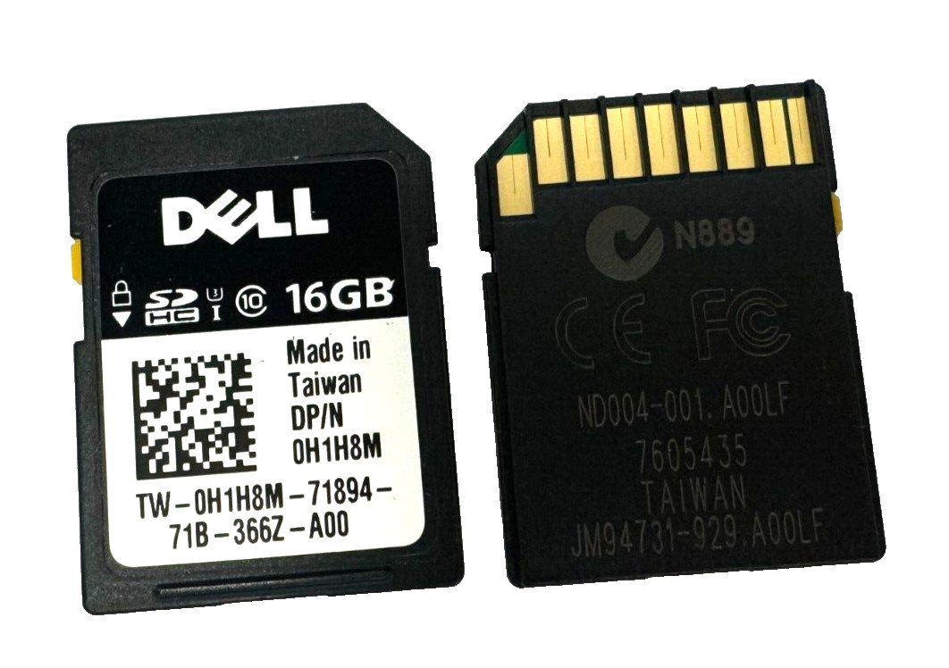 Lot of 2 Dell 16Gb iDRAC vFLASH Class 10 SD Card Module H1H8M 0H1H8M