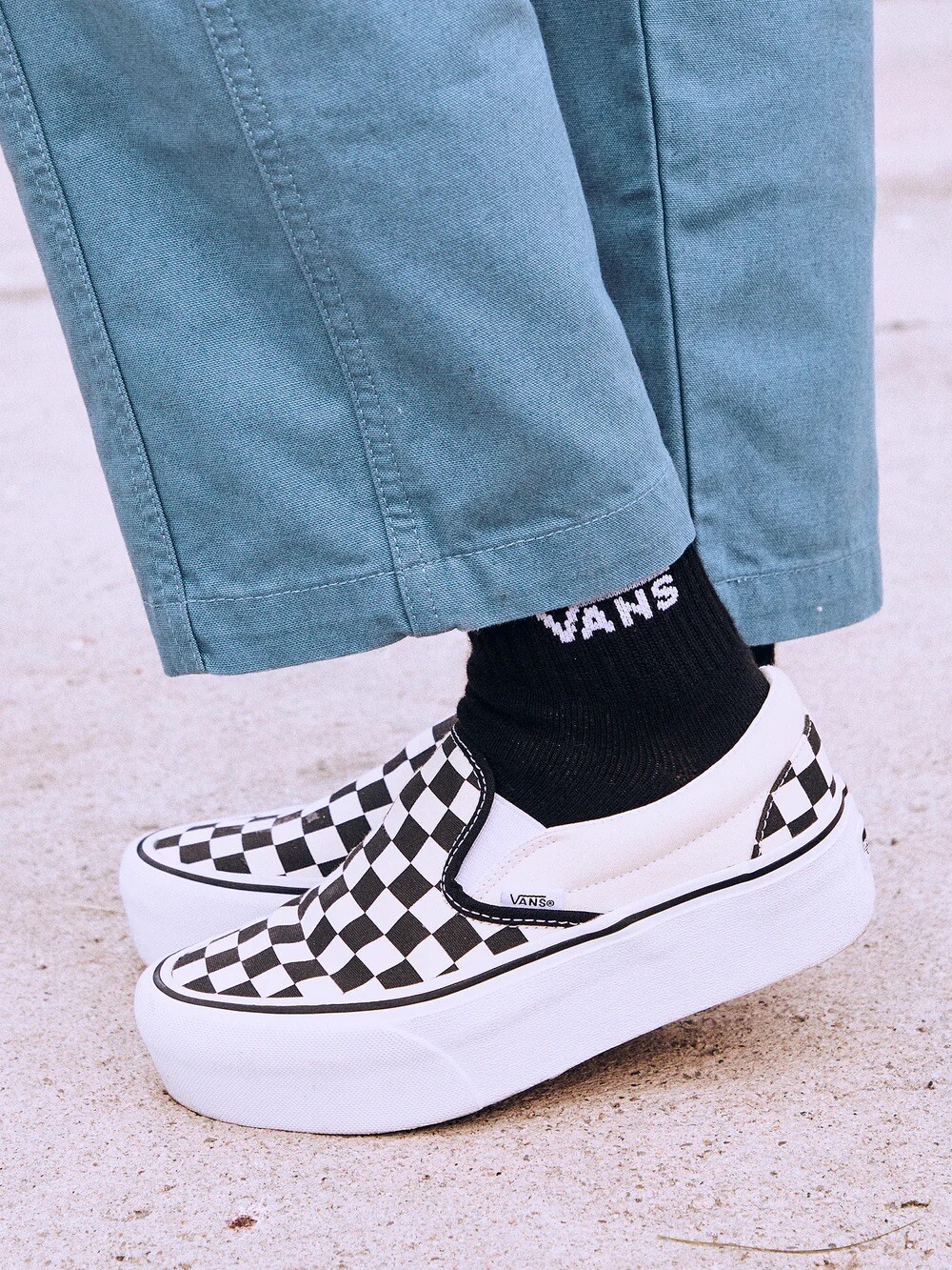 Vans Classic Slip on Stackform Women's SIZE 6-10 34mm platform checkerboard