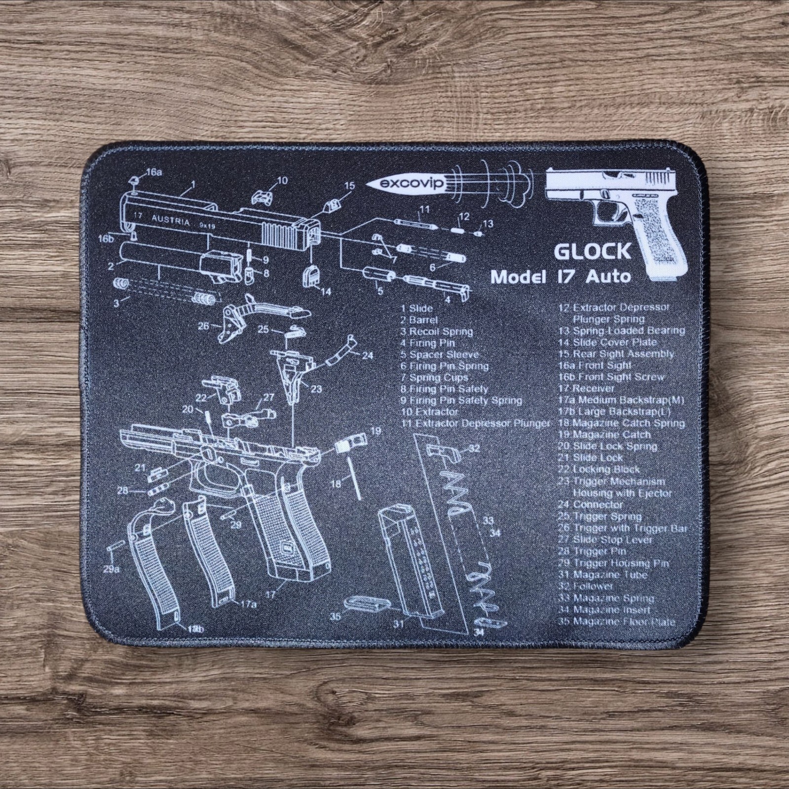 Universal Gunsmith Bench Gun Cleaning Mat Free Shipping -Glock 17 - 8"  X  10”
