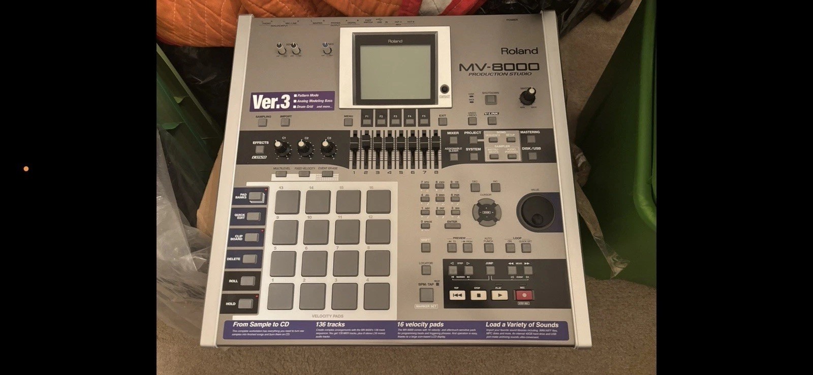 Roland MV-8000 Sampler Sequencer 16 Pads Built-in Effects Pad Triggers Faders