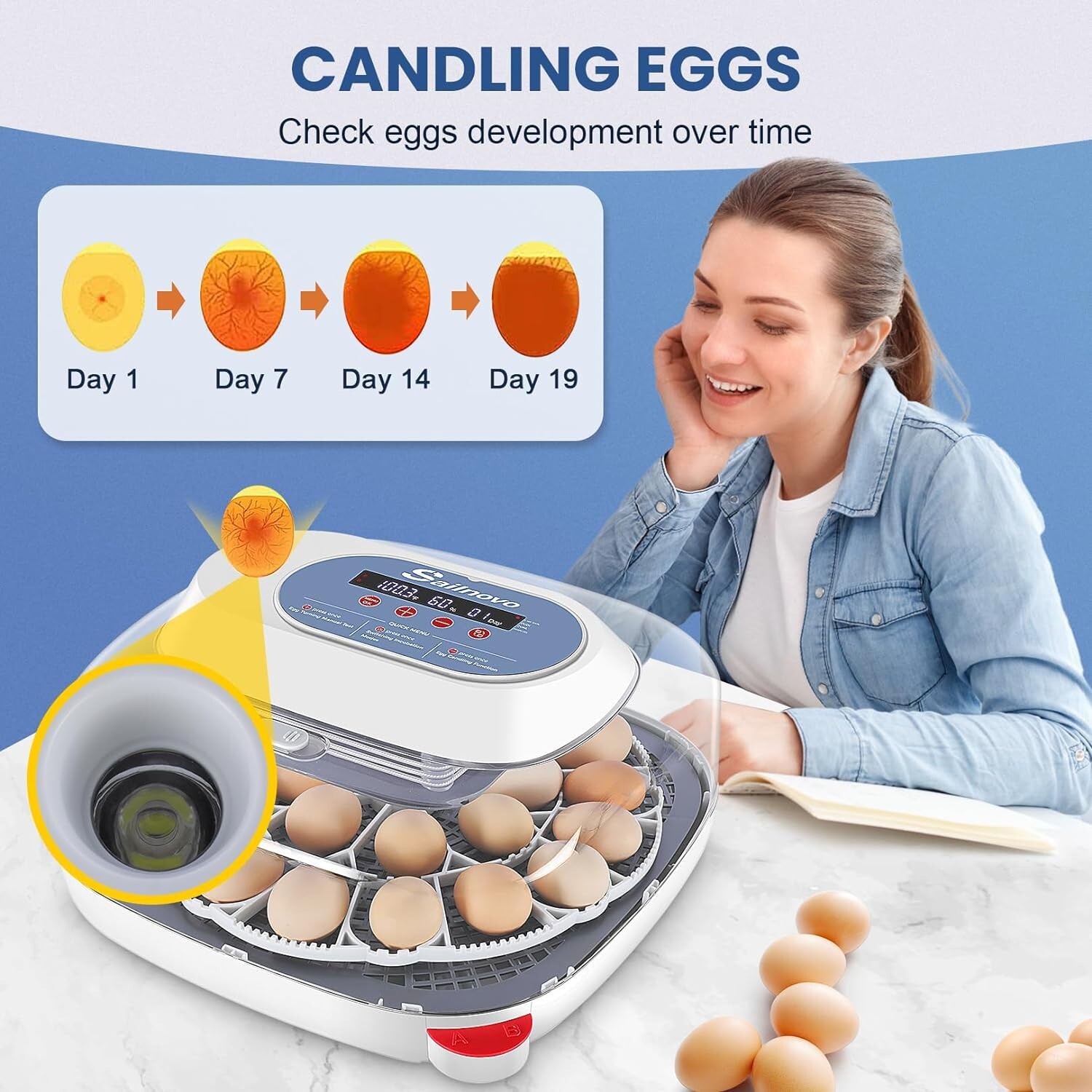 24 Egg Incubator for Hatching w/Automatic Egg Turner Temperature Display Gift🌱