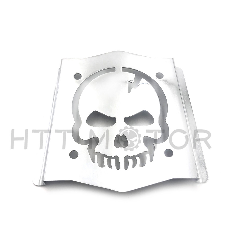 Skull Backrest Sissy Bar Plate Chrome Universal Fit