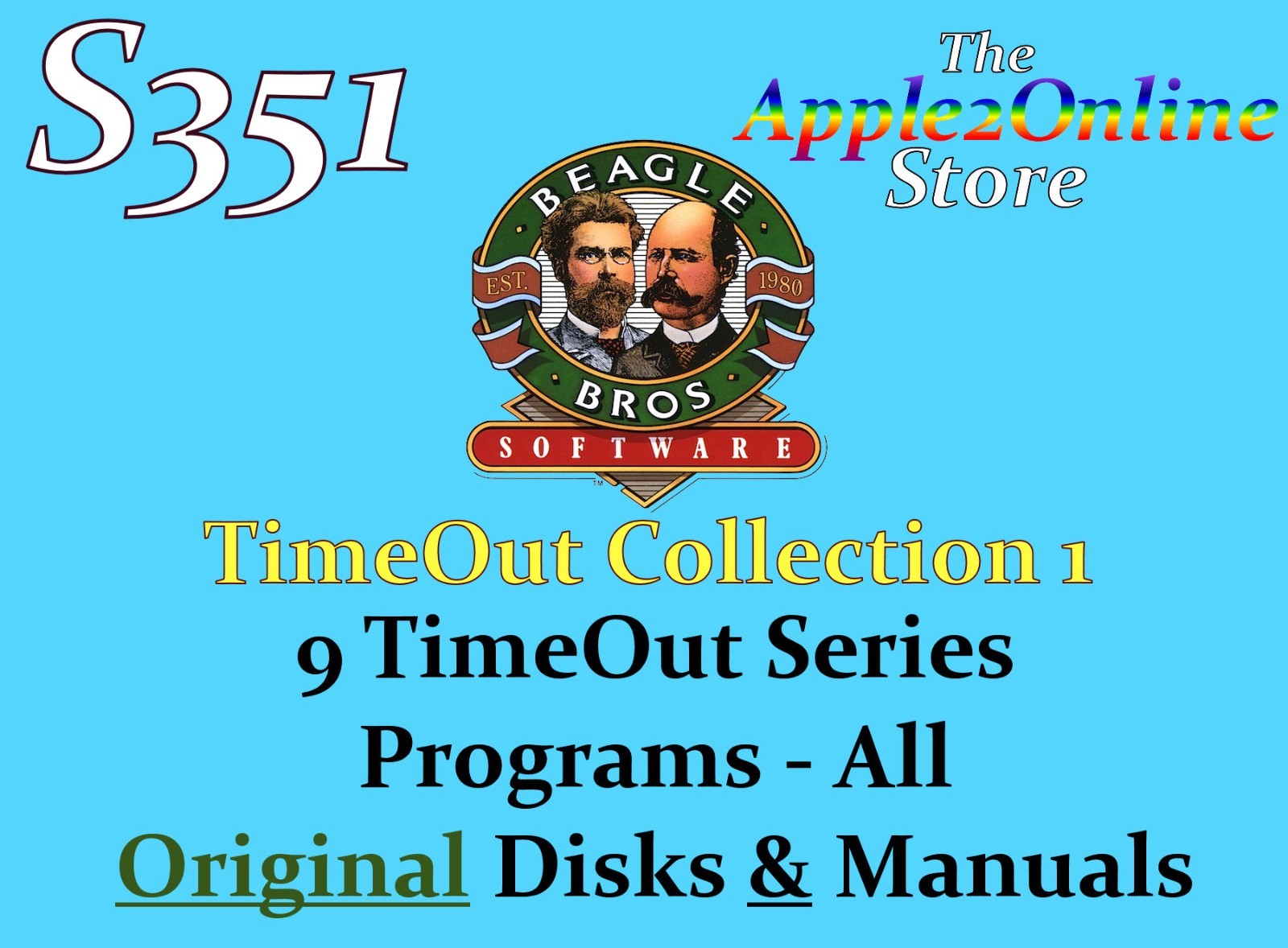 ✅ 🍎 Beagle Bros TimeOut Collection #1 - Apple IIe IIc IIGS Orig Disks/Manuals💕