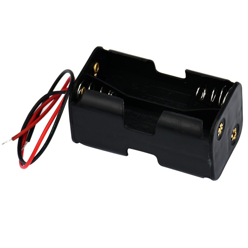 2x 4-AA Battery Spring Clip Holder Case Plastic Box Tow Layers Stacked 6V DC Out