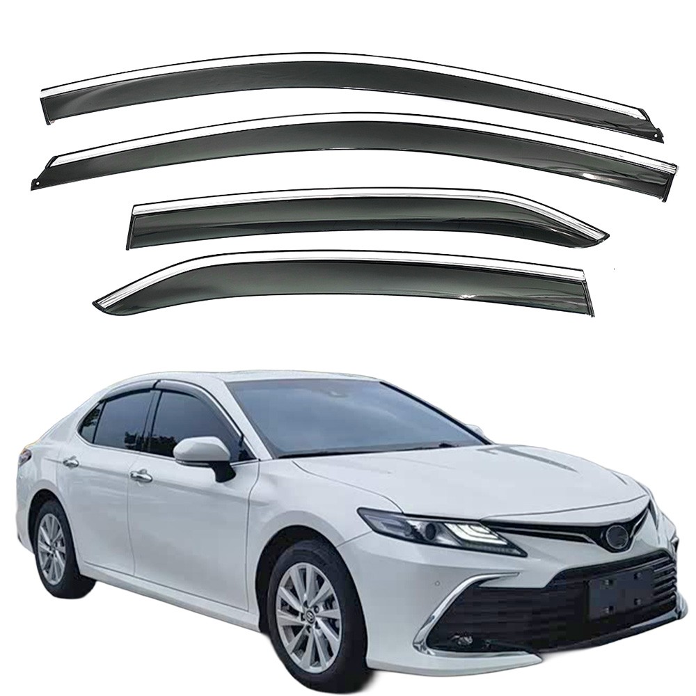 Rain Guard Vent Deflector Window Visor W/ Chrome Trim For 2018-2024 Toyota Camry