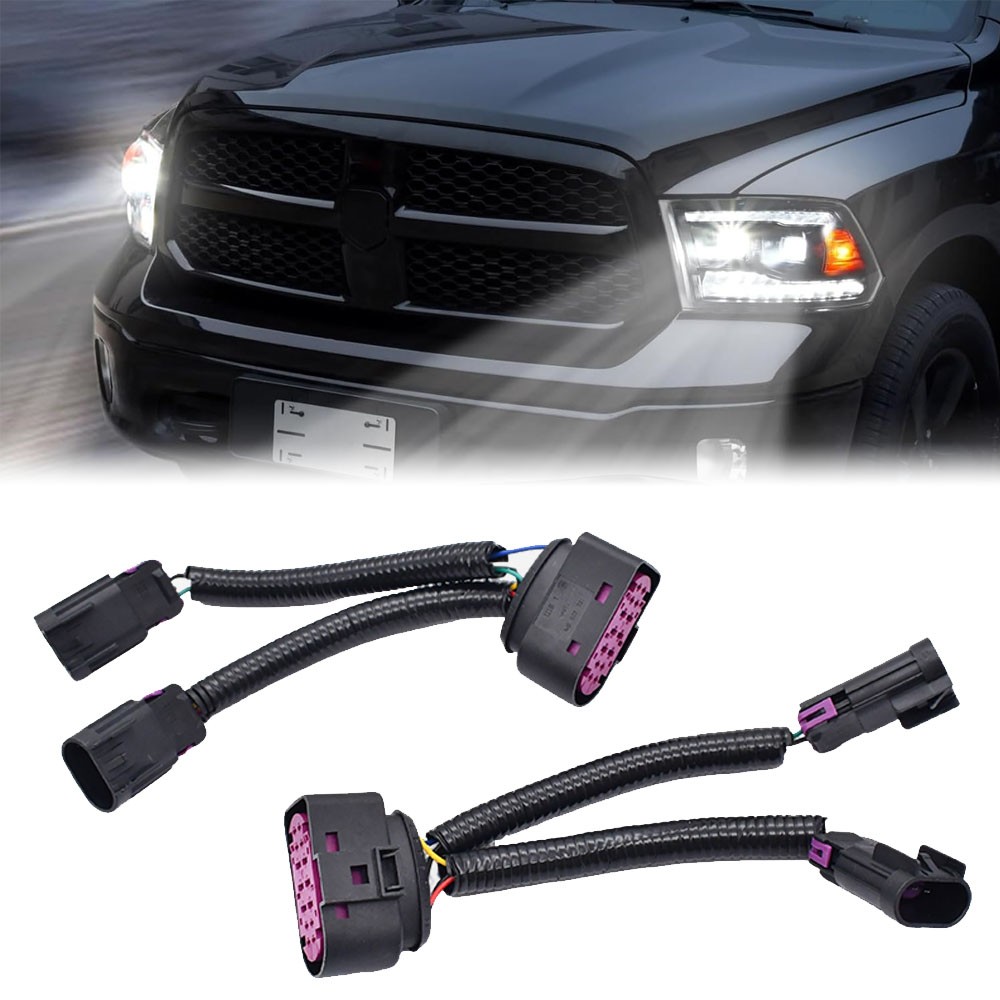 2X For 2009-18 Dodge Ram Conversion Harness Quad Housing To Projector Headlight