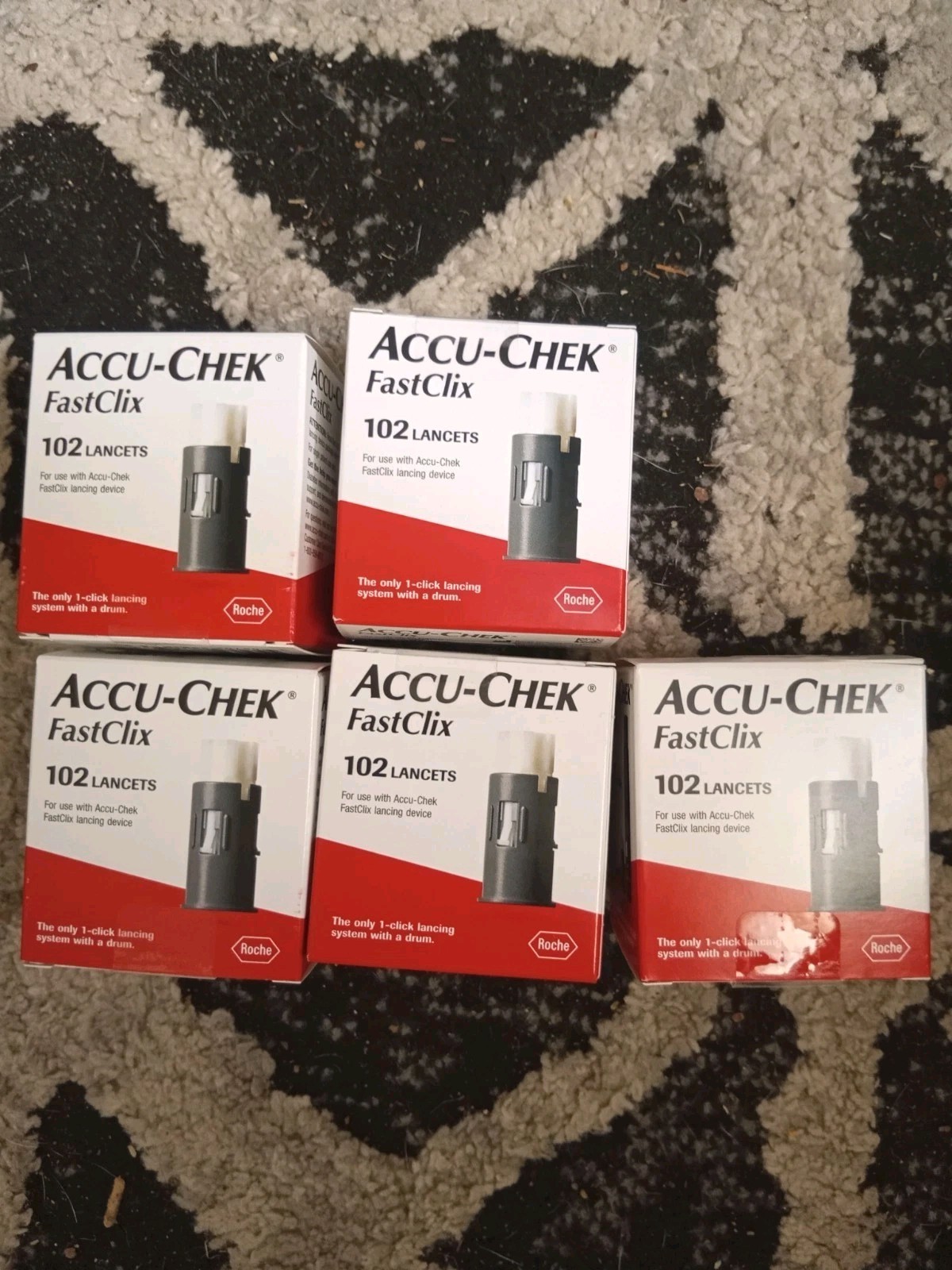Lot Of 5 Accu-Chek Fastclix Lancets 102 Count