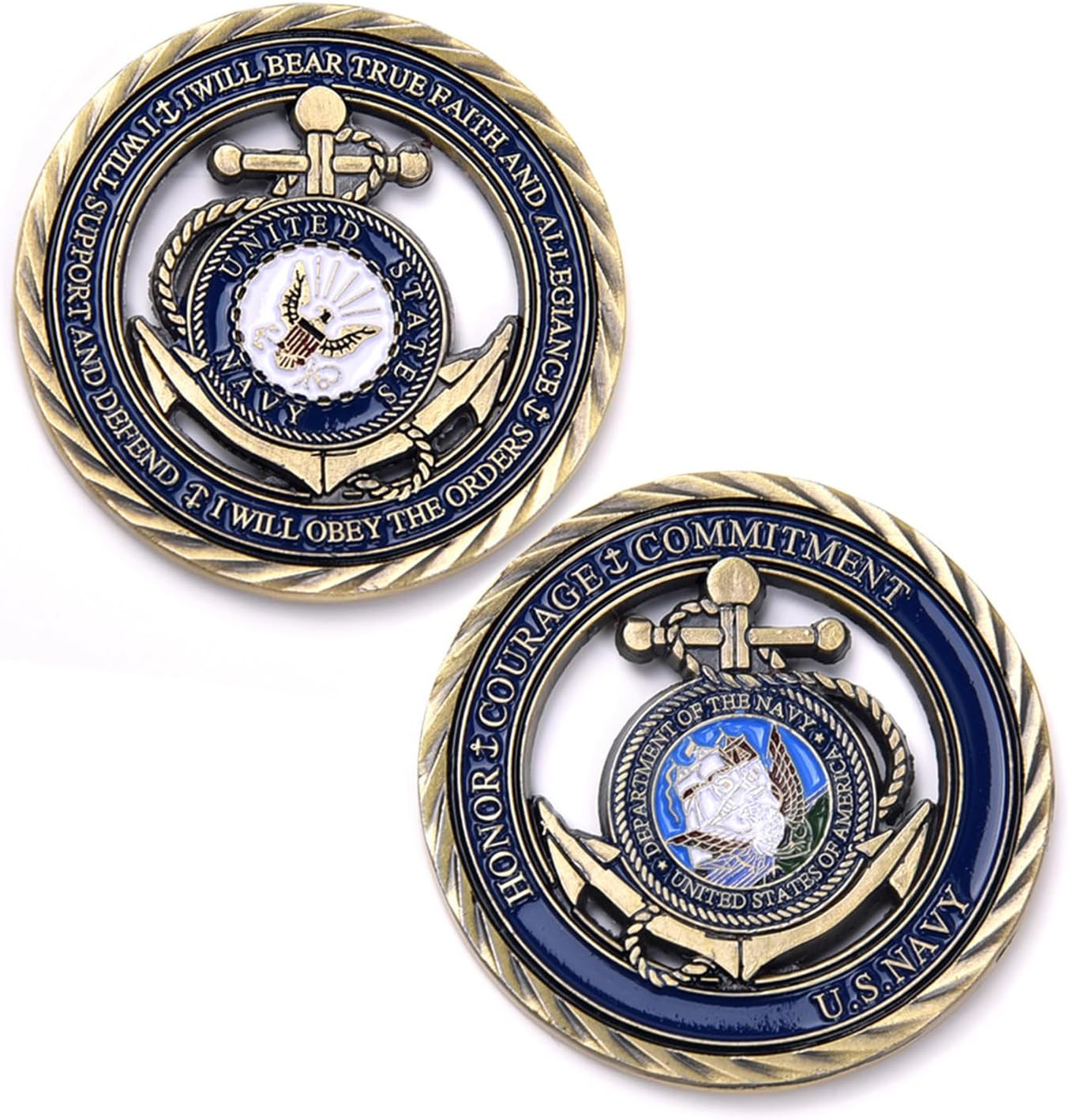 USA Navy Core Values Challenge Coin Collector'S Medallion (Single Coin)