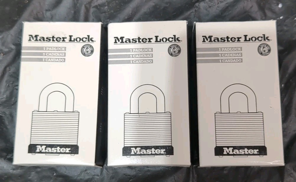3 - MASTER LOCK 6001LFUS MATCHED Keyed Padlock, 3/4 in,Rectangle,Gold US NEW