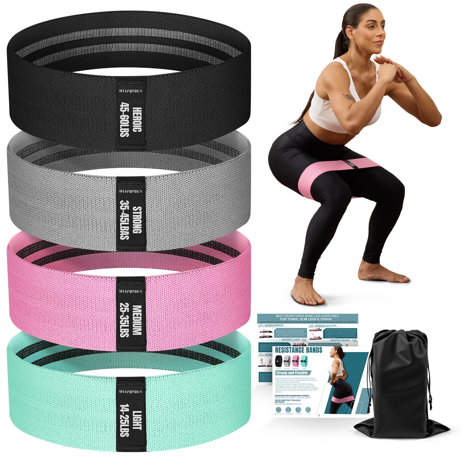 Resistance Bands for Working Out with Guide, 4 Workout Bands for Women & Men,...