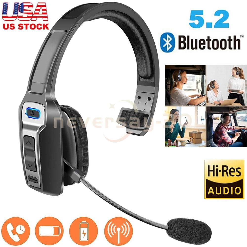 Trucker Headset Wireless Bluetooth 5.2 AI Noise Cancelling Mic For Phones PC
