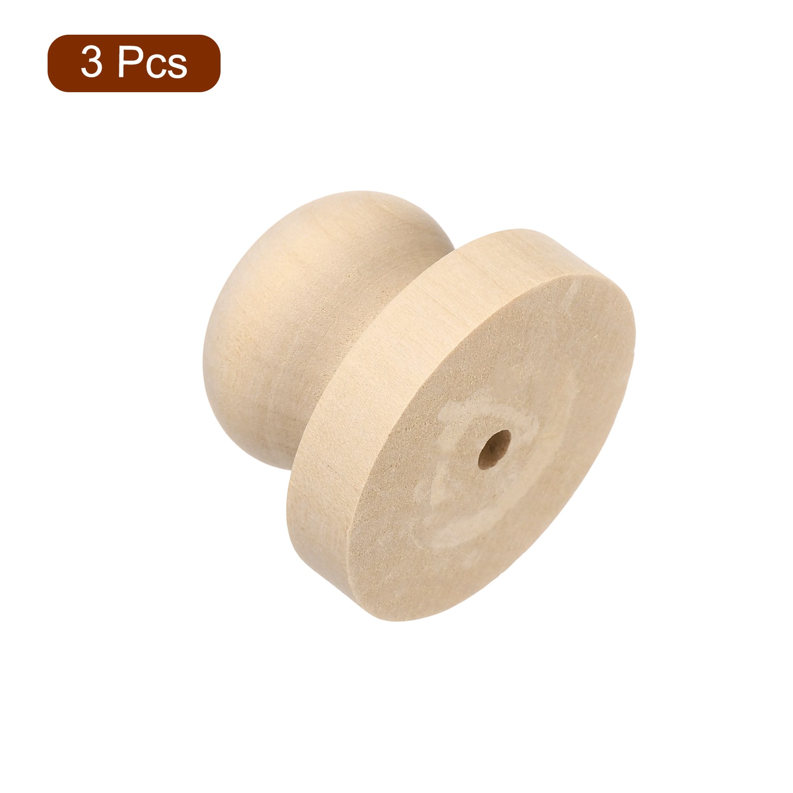 50mm Stamp Wood Round Handle, 3Pcs Wooden Knobs Stamp Mounts Drawer Pulls