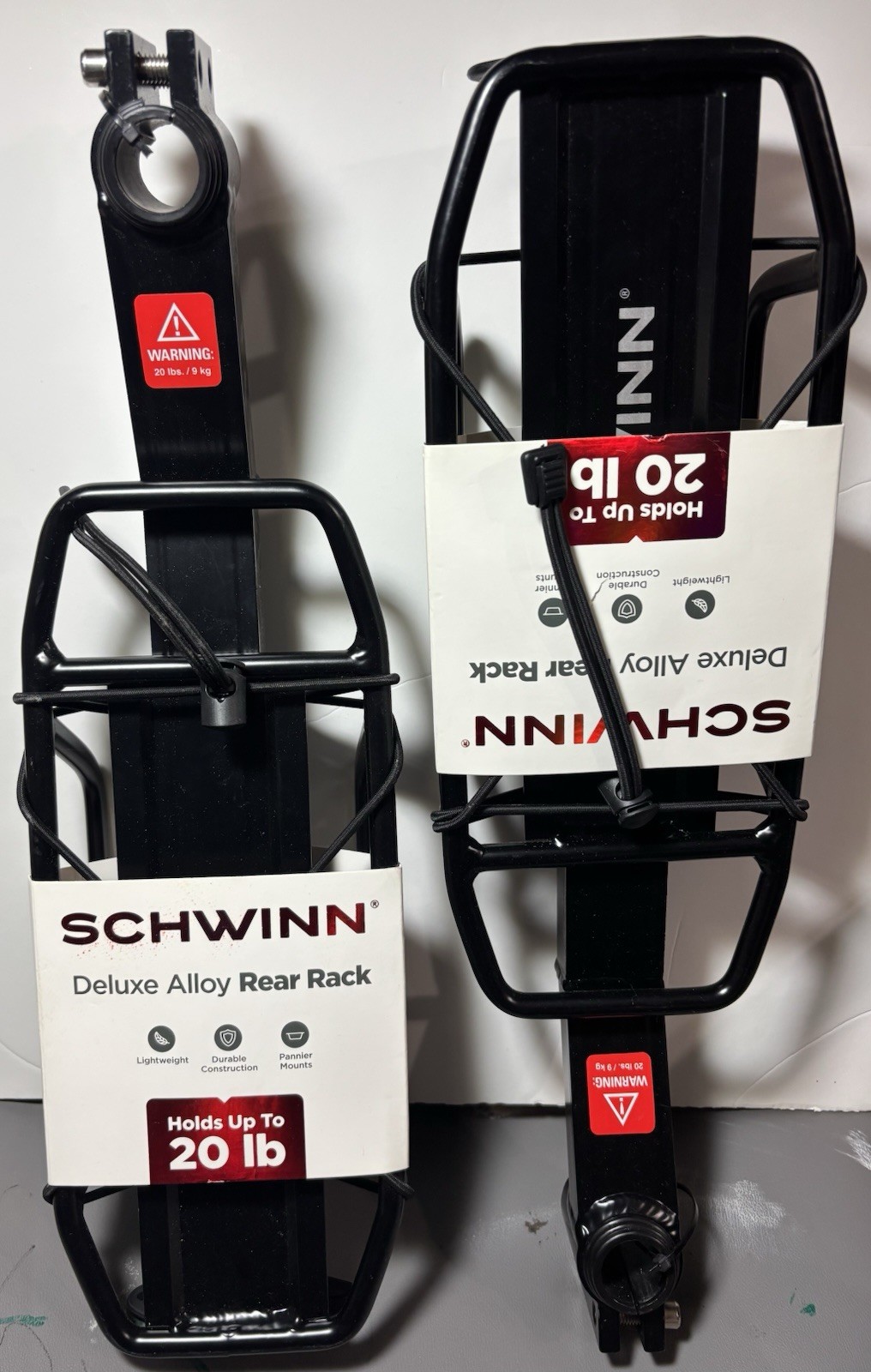 2 SCHWINN Deluxe Alloy Rear Rack, seat post mount for bike, With Bungee Cord NEW