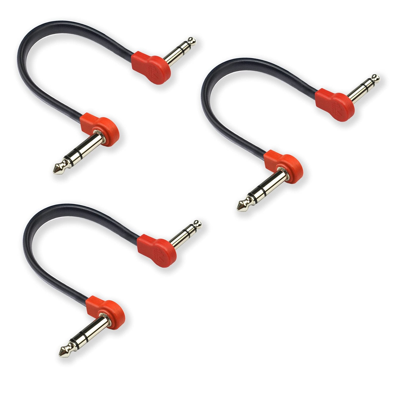 Flat Low Profile Stereo Guitar Patch Cable 8 inch for Effects Pedals, 1/4 inc...