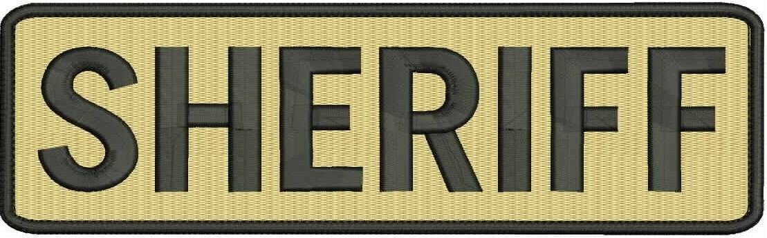 "Sheriff" embroidery patch  3x10 inches hook tan black