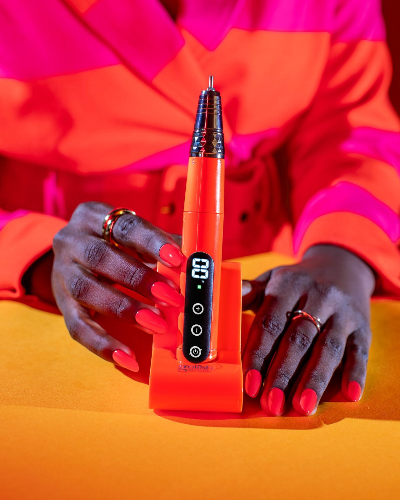 Gelish Cordless Go File - Includes Dock & Handpiece, Neon Orange