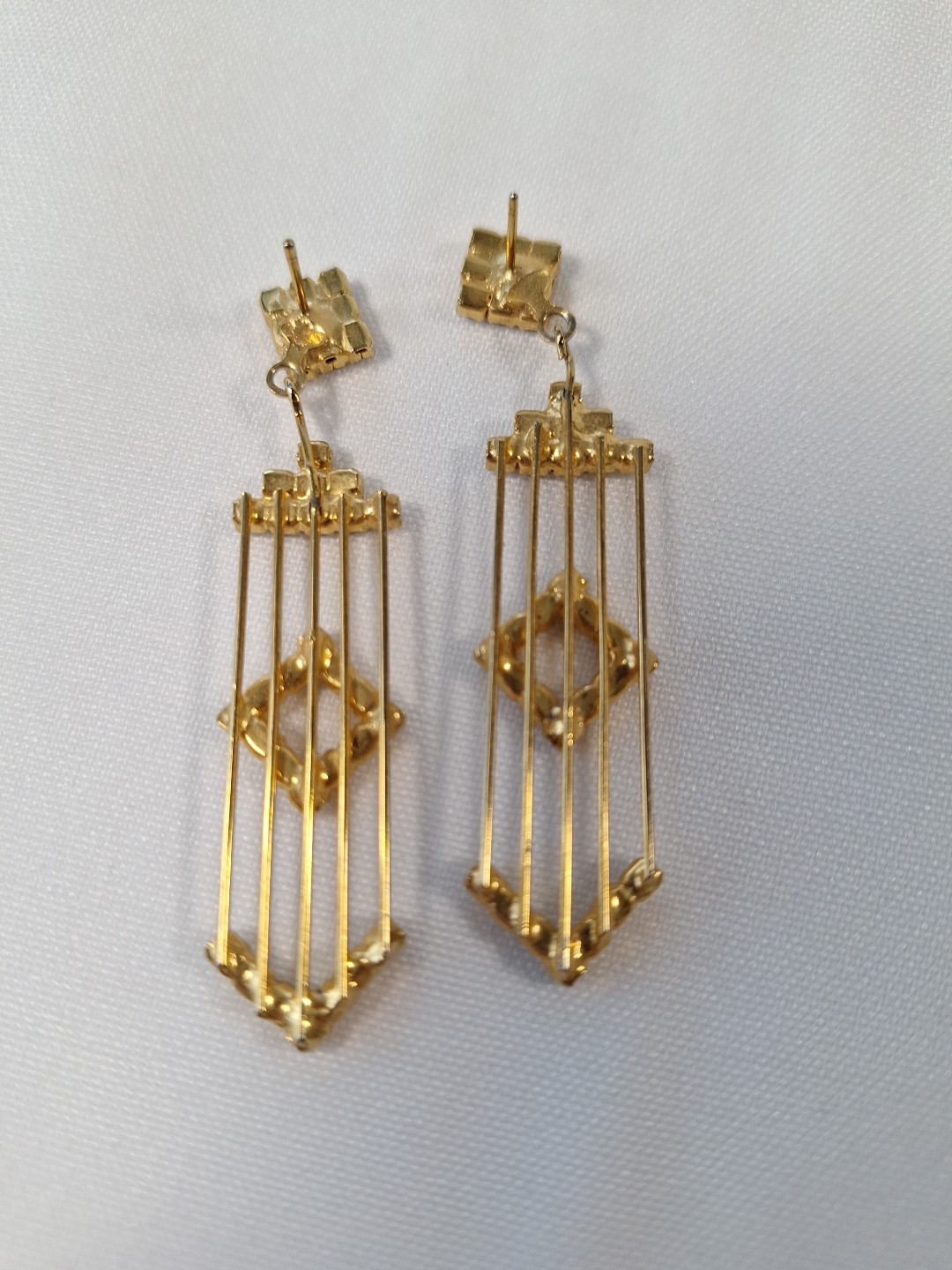 Stunning Goldtone Crystal Dangle Post Earrings