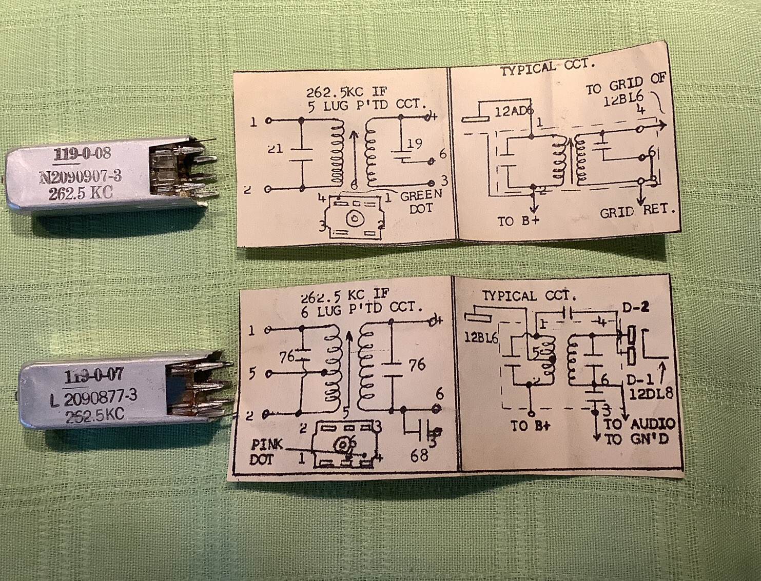 Set Input / Output IF Trans For Auto Radio 262.5kc