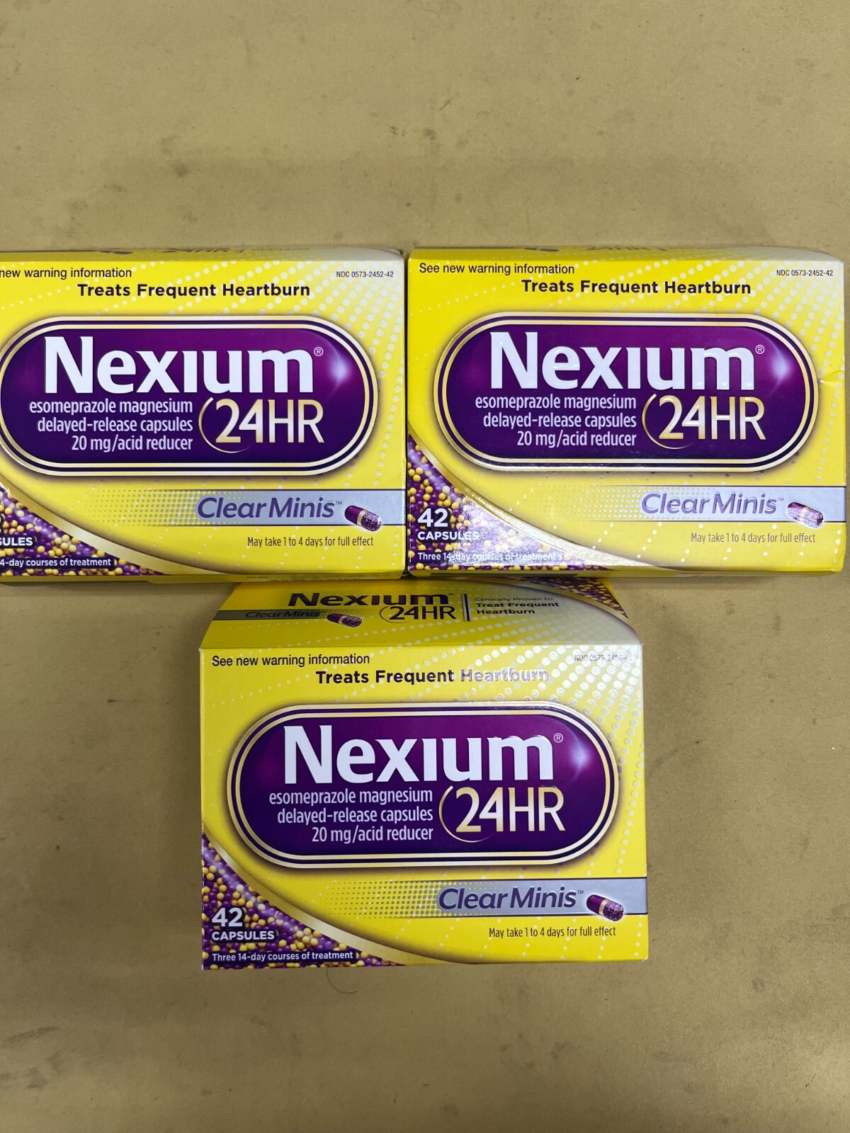 3 New Nexium 24HR 20mg Acid Reducer - 42 Clear Minis Each Box Exp. 04/2028+