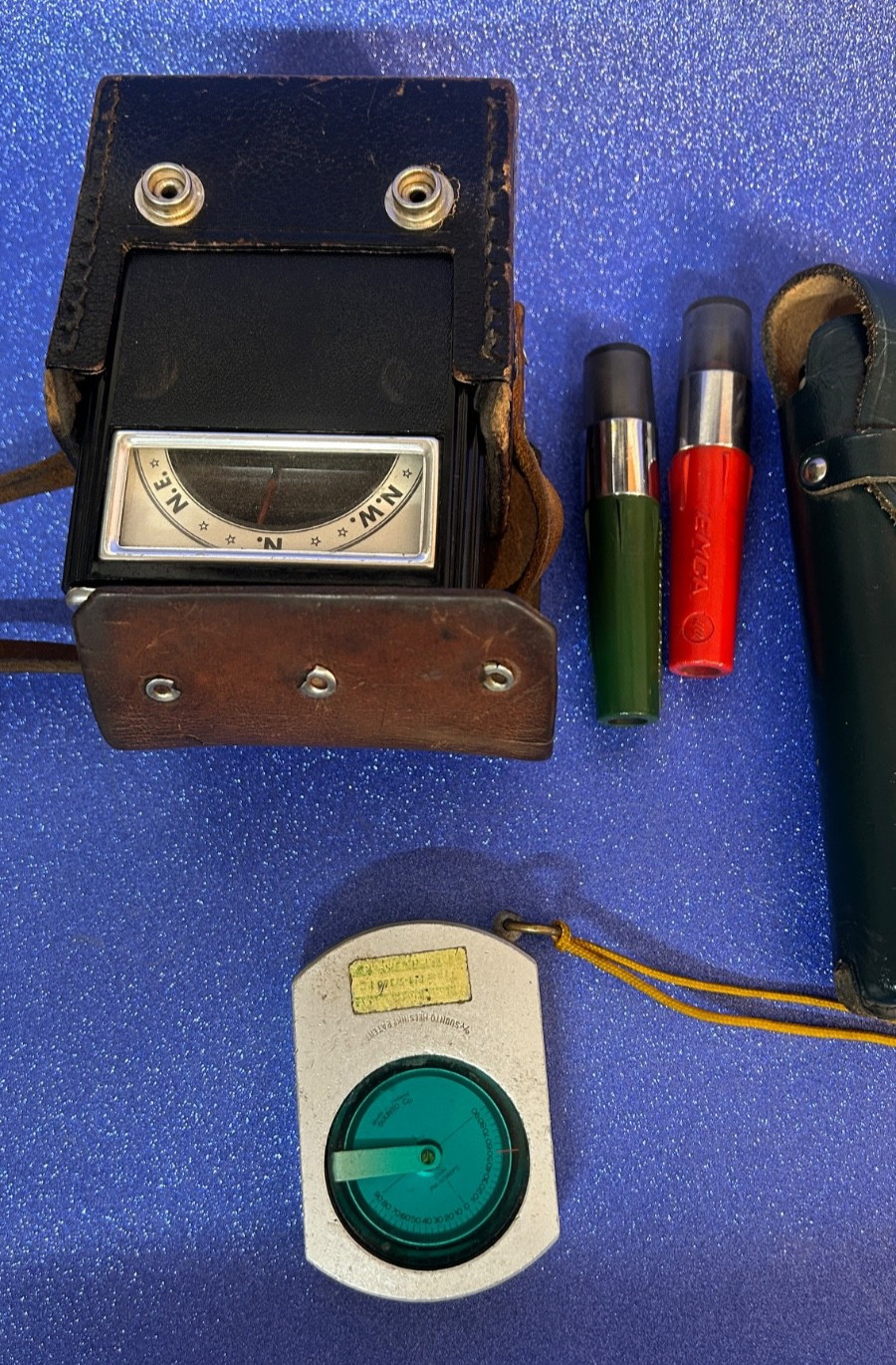 9 pc Set Survey Tools/Instruments Vintage Lot, clean and w/cases