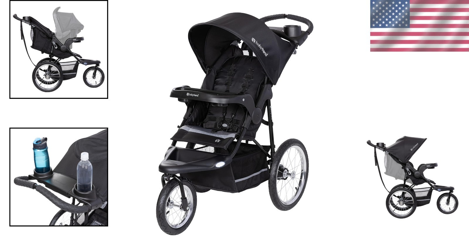 Jogging Stroller with Adjustable Canopy: Dash Black