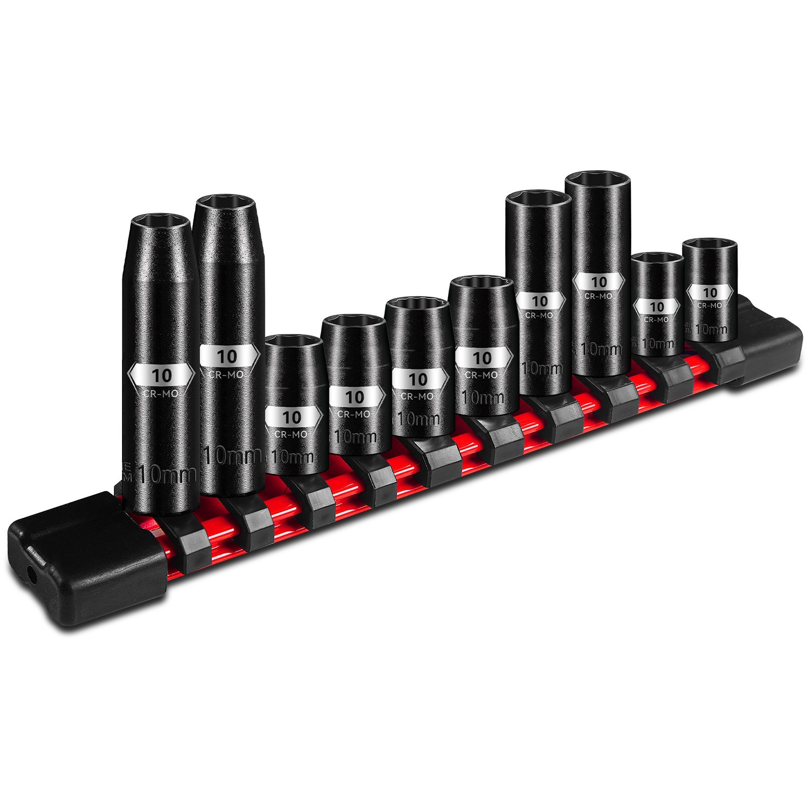 10 Pcs 1/4" & 3/8" Drive 10mm impact Socket Set, Deep & Shallow