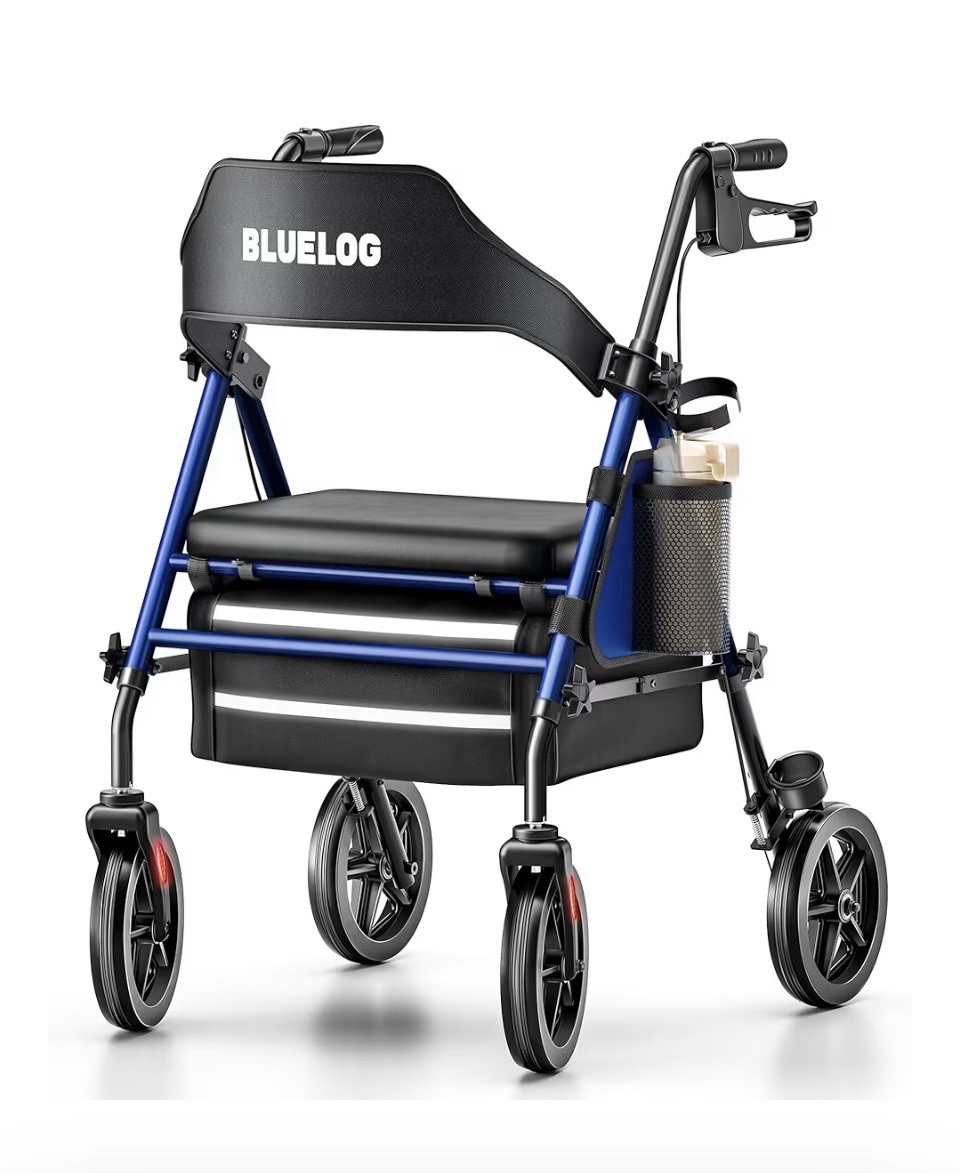 NEW Bluelog Rollator Walker With Seat Blue Color 350 Lb Model FST912