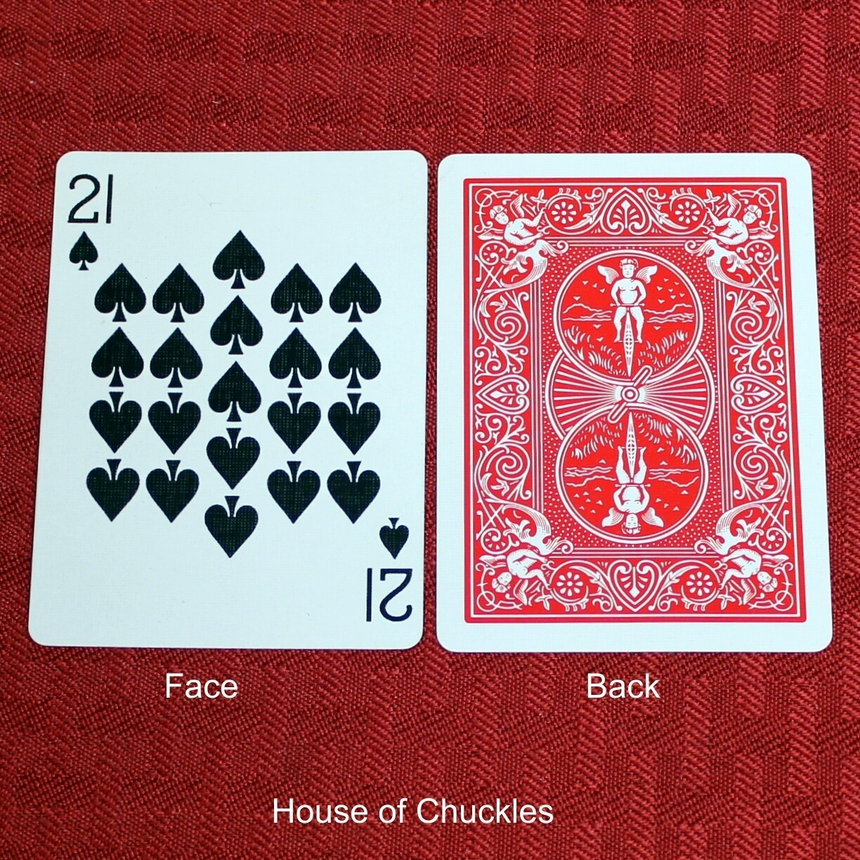 21 of Spades, Bicycle Printed Gaff Card, Red