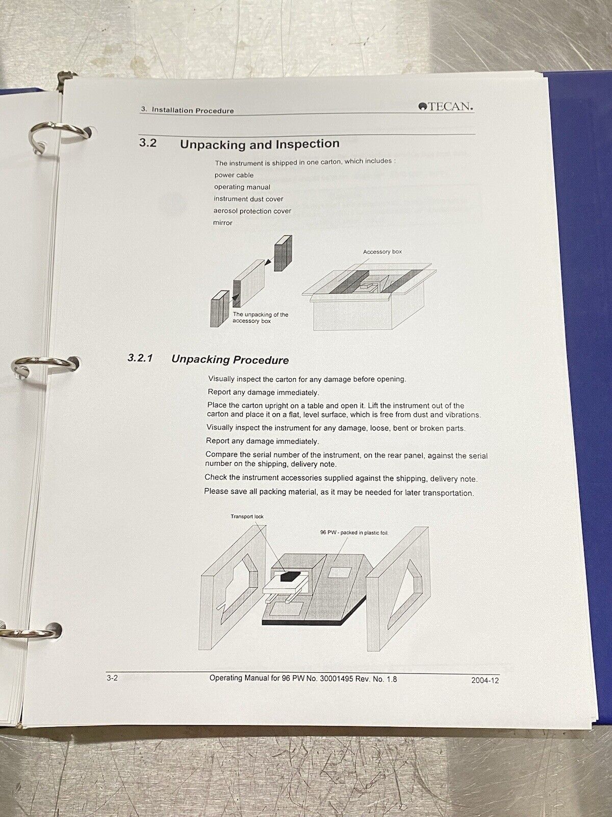 Tecan 96 PW - User Guide / Manual