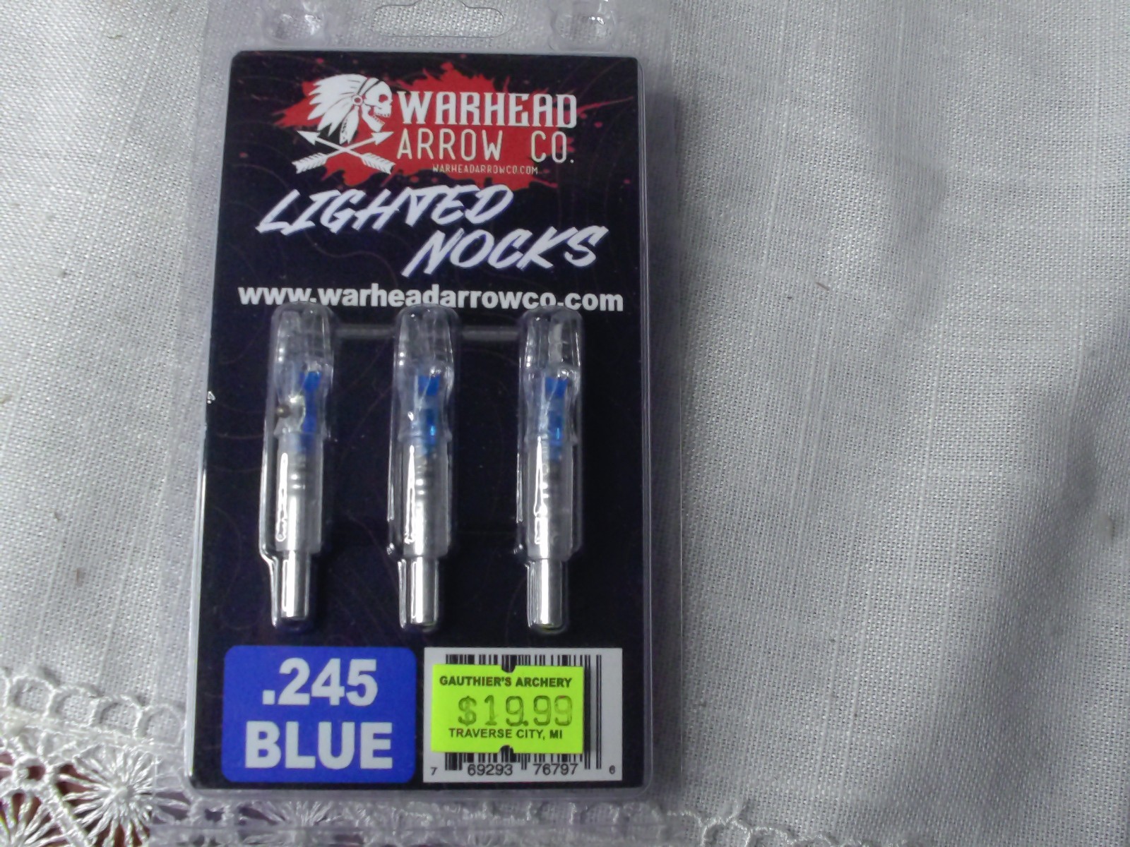 WARHEAD ARROW CO.  Lighted Crossbow Arrow NOCKS No 3 Pack .245 BLUE