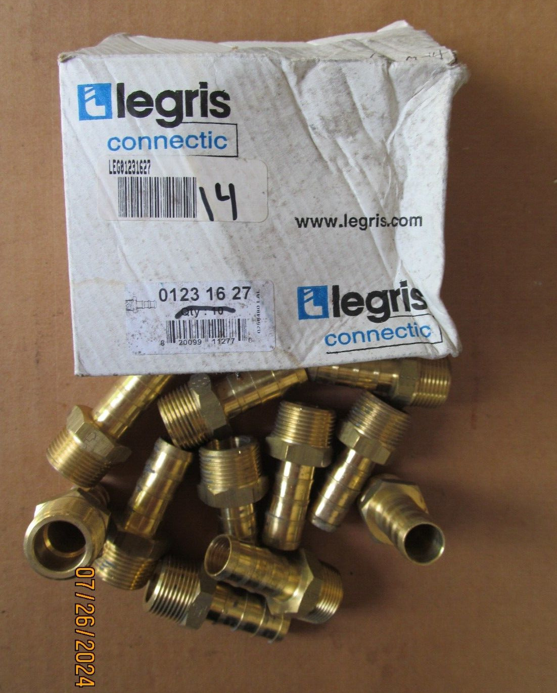 (1) LEGRIS 0123 16 27 Pipe Fitting 27 mm, Brass