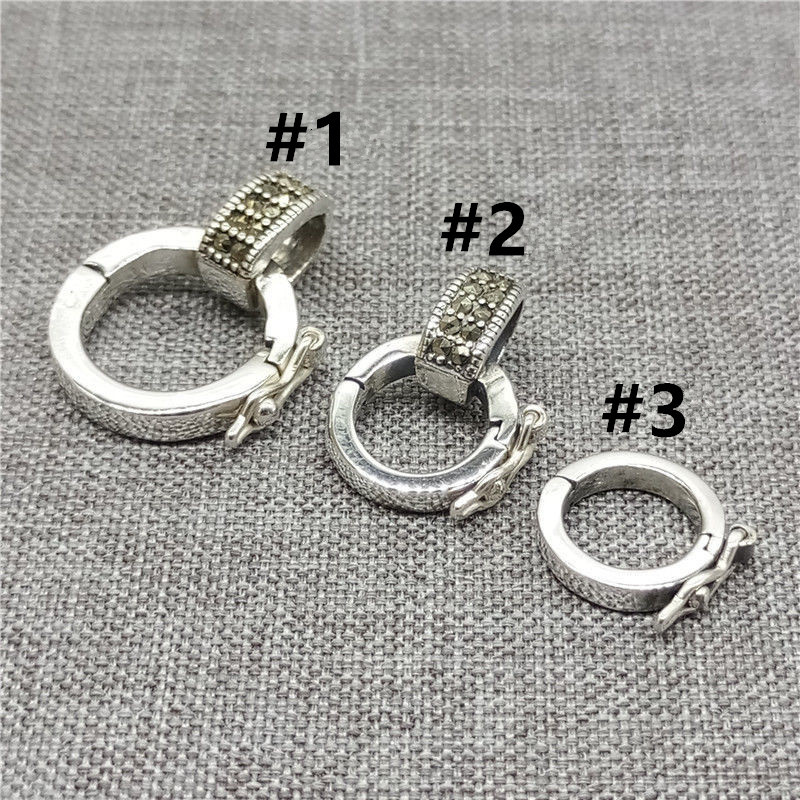 925 Sterling Silver Round Clasp with Marcasite for Bracelet Necklace