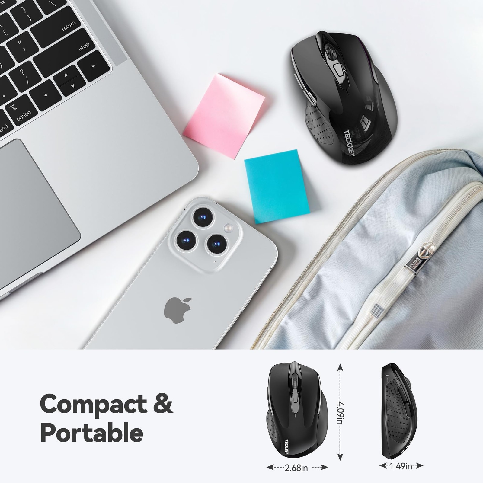 TECKNET Wireless Mouse 2.4G Ergonomic Optical Mouse Computer Mouse for Laptop
